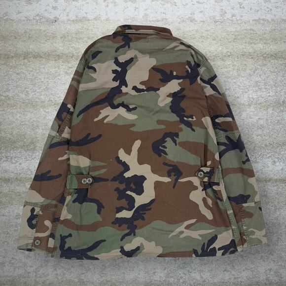 Vintage 90s Military Tactical Button Up Shirt Mens L Woodland Camo - Picture 2 of 8